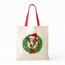 Sac fourre-tout de couronne de Noël Fox Terrier