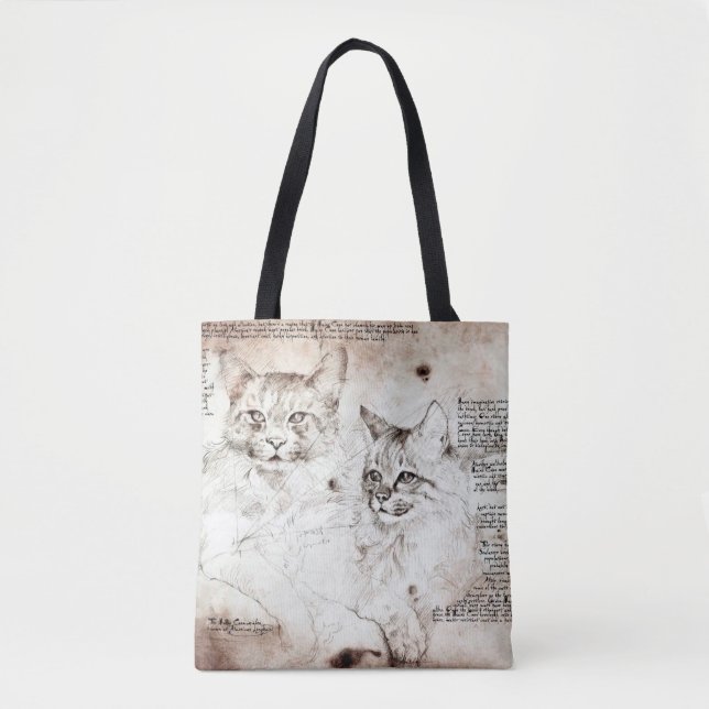 Sac fourre-tout de croquis de chat Leonardo da Vin (Devant)