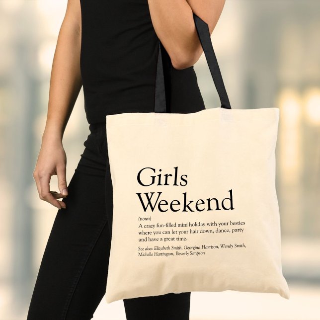 Sac fourre-tout de définition du week-end pour fil (Personalized Girls Weekend Definition Tote Bag)
