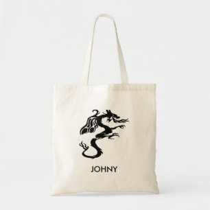 Sac fourre-tout de dragon mou noir personnalisé