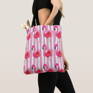 Sac fourre-tout de Flamant rose rose mignon et col