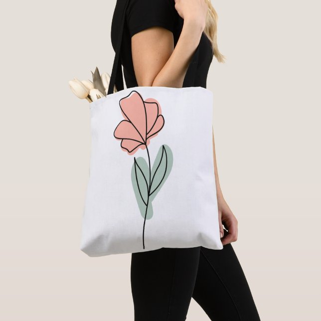 Sac fourre-tout de fleurs minimalistes Abstraites (De près)