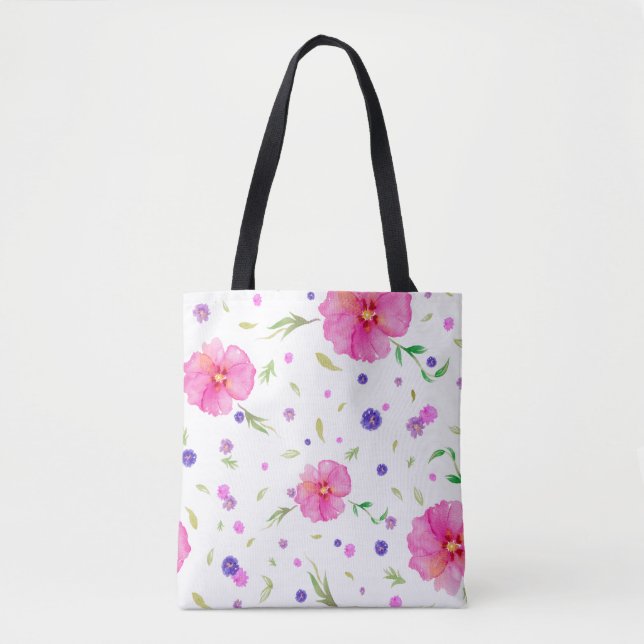Sac fourre-tout de fleurs roses pour maman - Aquar (Devant)