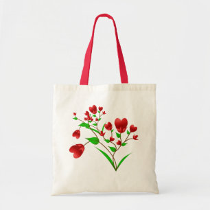 Sac fourre-tout de floraison à coeurs