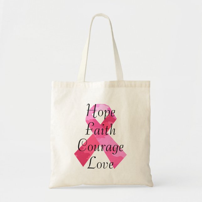 Sac fourre-tout de la foi au ruban rose Camouflage (Devant)