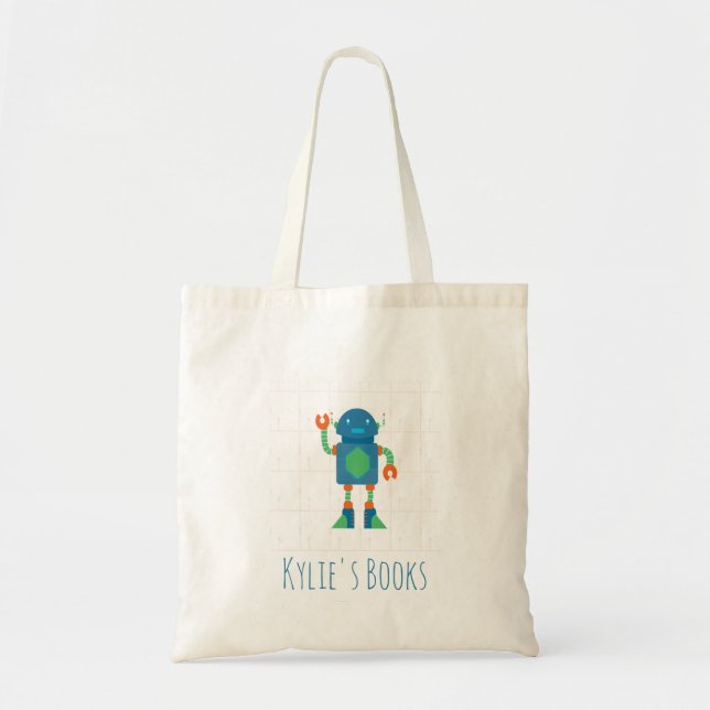 Sac fourre-tout de livre de bibliothèque de robot  (Devant)