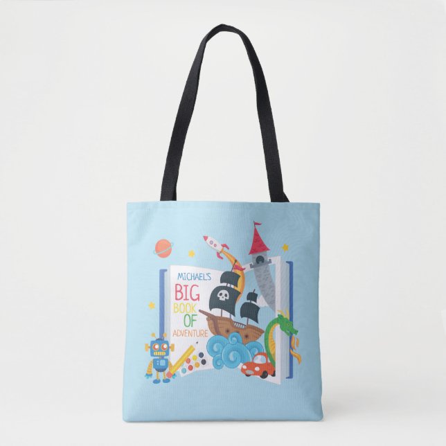 Sac fourre-tout de livres de la Whimsical Boy Libr (Devant)