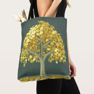 Sac fourre-tout de luxe stylisé Arbre argent avec 