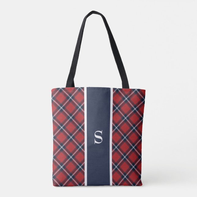 Sac fourre-tout de monogramme de la Marine rouge T (Dos)