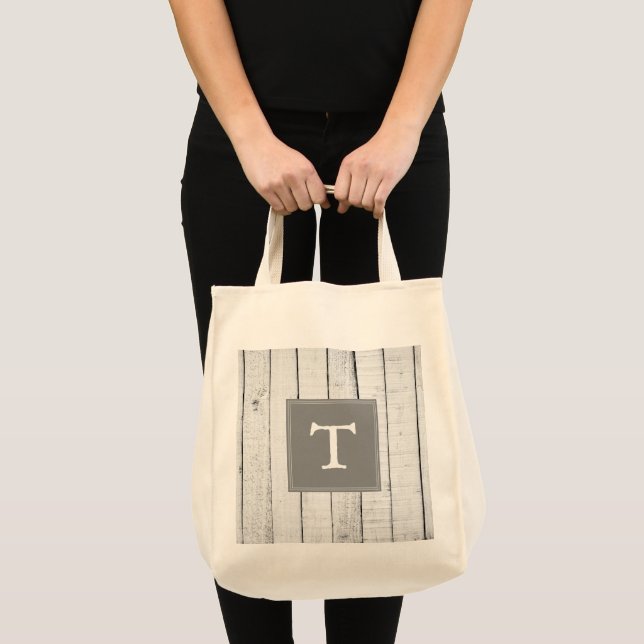 Sac fourre-tout de monogramme gris rustique (Devant (produit))