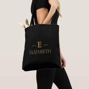 Sac fourre-tout de monogramme noir et or personnal