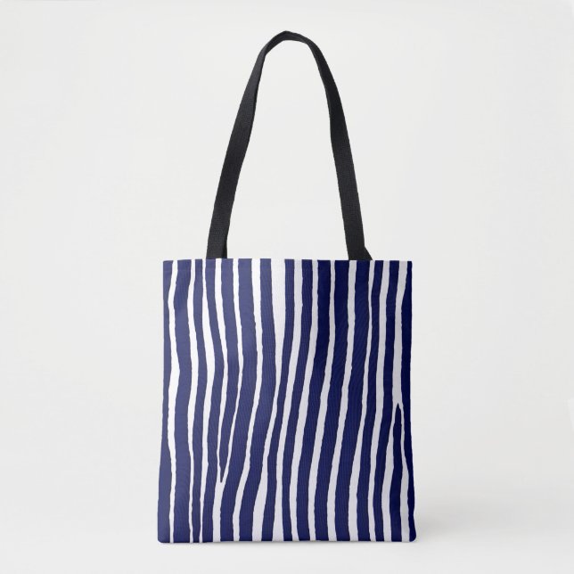 Sac fourre-tout de motif géométrique à bande bleue (Devant)