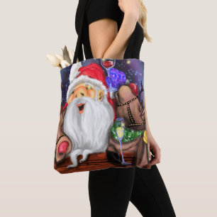 Sac fourre-tout de Noël amusant Père Noël et Renne