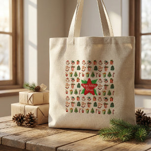 Sac fourre-tout de Noël écriture moderne rustique