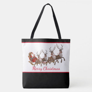 Sac fourre-tout de Noël Père Noël et Sleigh