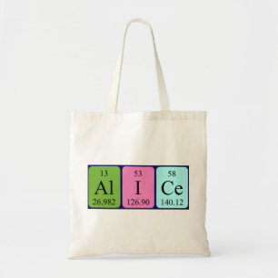 Sac fourre-tout de nom de table périodique Alice