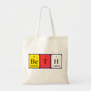 Sac fourre-tout de nom de table périodique Beth