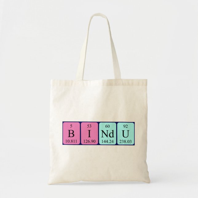 Sac fourre-tout de nom de table périodique bindu (Devant)