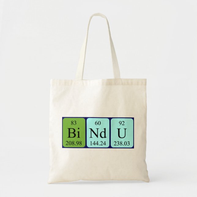 Sac fourre-tout de nom de table périodique bindu (Devant)