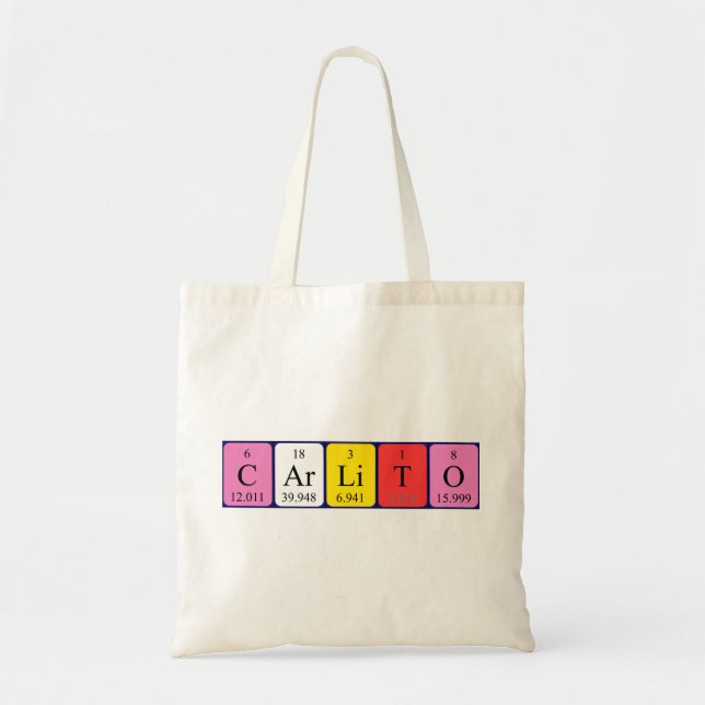 Sac fourre-tout de nom de table périodique Carlito (Devant)