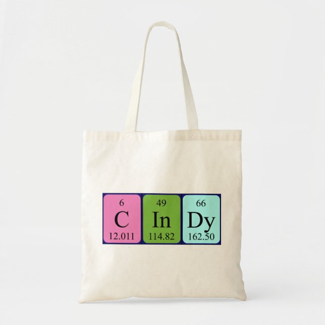 Sac fourre-tout de nom de table périodique Cindy (Devant)