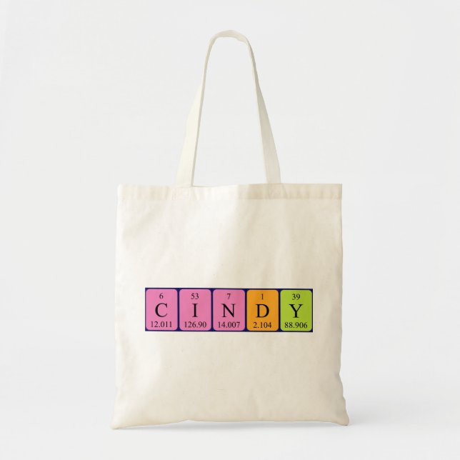 Sac fourre-tout de nom de table périodique Cindy (Devant)
