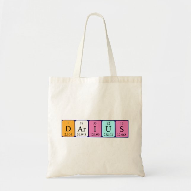 Sac fourre-tout de nom de table périodique Darius (Devant)