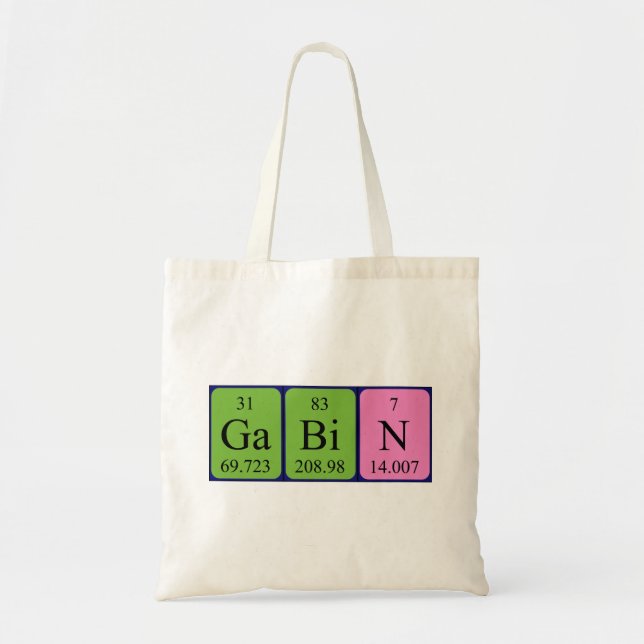 Sac fourre-tout de nom de table périodique Gabin (Devant)