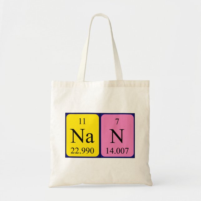 Sac fourre-tout de nom de table périodique Nan (Devant)