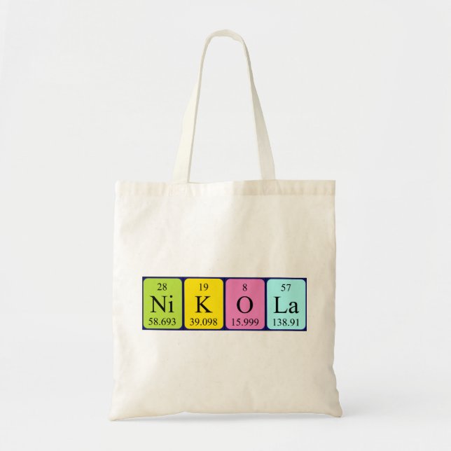 Sac fourre-tout de nom de table périodique Nikola (Devant)