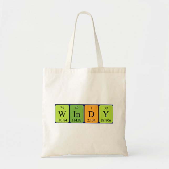 Sac fourre-tout de nom de table périodique Windy (Devant)