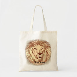Sac fourre-tout de nom personnalisé Lion Face