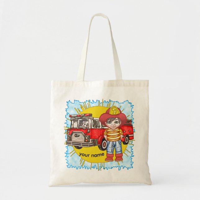 Sac fourre-tout de nom personnalisé Little Firefig (Devant)