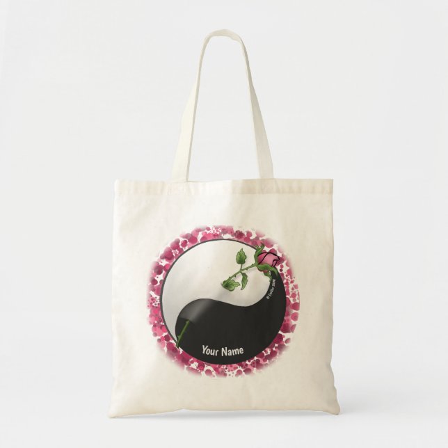 Sac fourre-tout de nom personnalisé Yin Yang Rose (Devant)