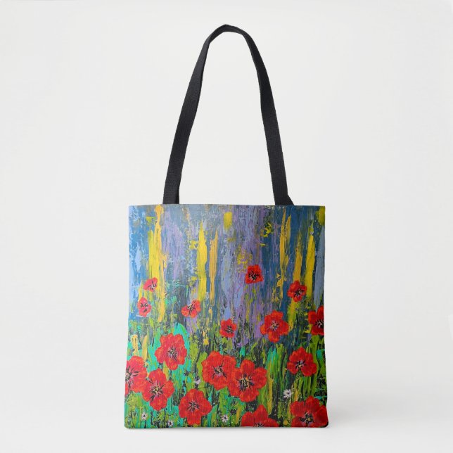 Sac fourre-tout de pavots Art Abstrait (Devant)
