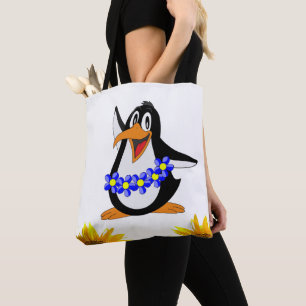 Sac fourre-tout de pingouin floral de tournesol