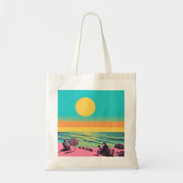 Sac fourre-tout de plage, sac fourre-tout rétro. (Devant)