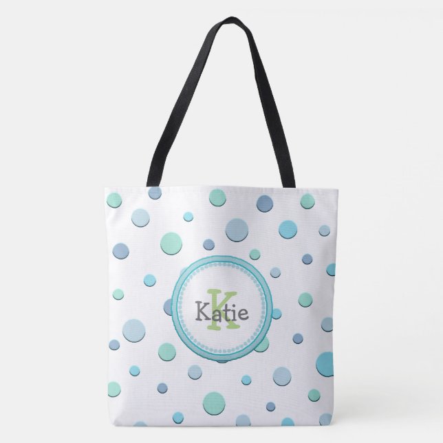 Sac fourre-tout de point de Polka personnalisé Whi (Devant)