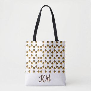 Sac fourre-tout de points d'or blanc monogramme pe