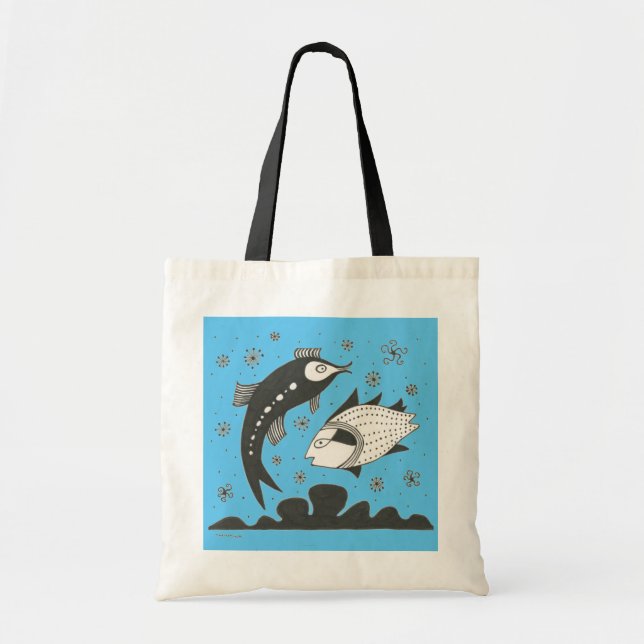 Sac fourre-tout de poisson bleu inspiré de la Grèc (Devant)