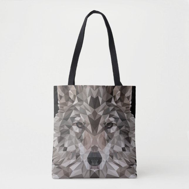 Sac fourre-tout de portrait géométrique Wolf Lone (Devant)