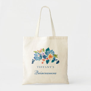 Sac fourre-tout de Quinceanera Floral Bleu et Pêch