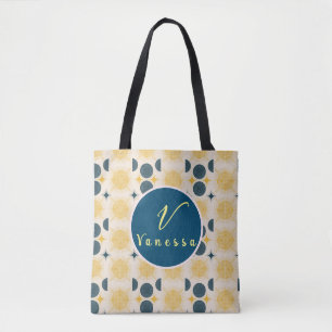 Sac fourre-tout de script du monogramme de la lune