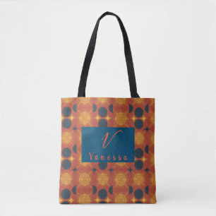 Sac fourre-tout de script du monogramme de la lune