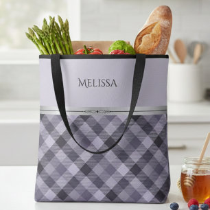 Sac fourre-tout de style boutique à carreaux viole