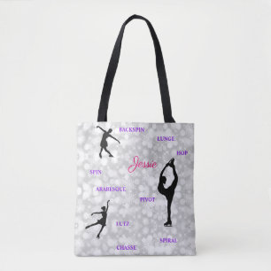 Sac fourre-tout de typographie de patinage artisti