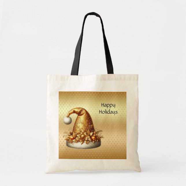 Sac fourre-tout de vacances Gold Santa Hat (Devant)