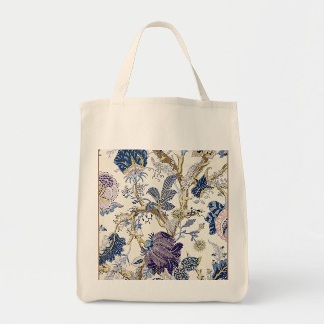 Sac fourre-tout décoratif bleu floral (Devant)