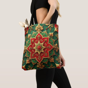 Sac fourre-tout décoratif rouge vert pour Noël
