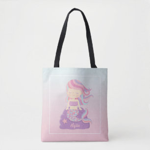 Sac fourre-tout dégradé rose et bleu pour fille si